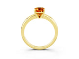 Yellow gold Emerald Cut Citrine Solitaire Engagement Ring with Round Band and Four-Prong Setting_3