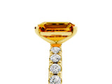 Yellow gold Emerald Cut Citrine Solitaire Pavé Band with Four-Prong Setting_5