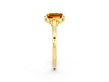 Yellow gold Emerald Cut Citrine Solitaire Ring with Flower Prong Setting and Classic Band_38
