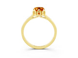 Yellow gold Emerald Cut Citrine Solitaire Ring with Flower Prong Setting and Classic Band_39