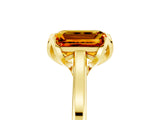 Yellow gold Emerald Cut Citrine Solitaire Ring with Flower Prong Setting and Classic Band_41