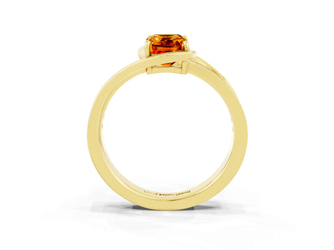 Yellow gold Emerald Cut Citrine Solitaire Ring with Split Shank and Prong Setting_3