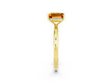 Yellow gold Emerald Cut Citrine Solitaire Ring with Thin Band and Four-Prong Setting_14