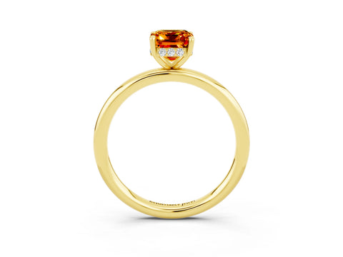 Yellow gold Emerald Cut Citrine Solitaire Ring with Thin Band and Four-Prong Setting_15