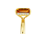 Yellow gold Emerald Cut Citrine Solitaire Ring with Thin Band and Four-Prong Setting_17