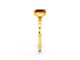 Yellow gold Emerald Cut Citrine Solitaire Ring with Thin Band and Prong Setting_14