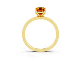 Yellow gold Emerald Cut Citrine Solitaire Ring with Thin Band and Prong Setting_15
