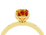 Yellow gold Emerald Cut Citrine Solitaire Ring with Thin Band and Prong Setting_16