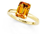 Yellow gold Emerald Cut Citrine Solitaire Ring with Thin Band and Prong Setting_25
