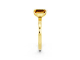Yellow gold Emerald Cut Citrine Solitaire Ring with Thin Band and Prong Setting_26