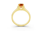 Yellow gold Emerald Cut Citrine Solitaire Ring with Wide Band and Prong Setting_3