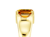 Yellow gold Emerald Cut Citrine Solitaire Ring with Wide Band and Prong Setting_5