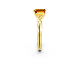 Yellow gold Emerald Cut Citrine Solitaire Twist Band Prong Setting Ring_38