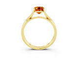 Yellow gold Emerald Cut Citrine Solitaire Twist Band Prong Setting Ring_39