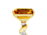 Yellow gold Emerald Cut Citrine Solitaire Twisted Band with Round  Accents and Prong Setting_17