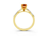 Yellow gold Emerald Cut Citrine Solitaire with Side Baguettes and Channel Set Band_3