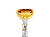 Yellow gold Emerald Cut Citrine Solitaire with Side Baguettes and Channel Set Band_5