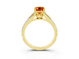 Yellow gold Emerald Cut Citrine Split Shank Engagement Ring with Pavé Band_3