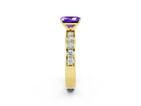 Yellow gold Emerald Cut Cut Channel Set Diamond Engagement Ring with Four-Prong Setting_2