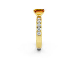 Yellow gold Emerald Cut Cut Channel Set Diamond Engagement Ring with Four-Prong Setting_2