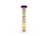 Yellow gold Emerald Cut Cut Channel Set Diamond Engagement Ring with Four-Prong Setting_2