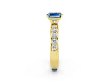 Yellow gold Emerald Cut Cut Channel Set Diamond Engagement Ring with Four-Prong Setting_2