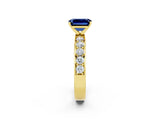 Yellow gold Emerald Cut Cut Channel Set Diamond Engagement Ring with Four-Prong Setting_2