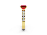 Yellow gold Emerald Cut Cut Channel Set Diamond Engagement Ring with Four-Prong Setting_2
