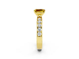 Yellow gold Emerald Cut Cut Channel Set Diamond Engagement Ring with Four-Prong Setting_2