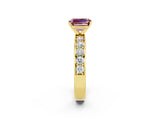 Yellow gold Emerald Cut Cut Channel Set Diamond Engagement Ring with Four-Prong Setting_2