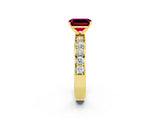 Yellow gold Emerald Cut Cut Channel Set Diamond Engagement Ring with Four-Prong Setting_2