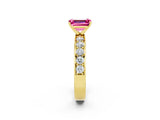 Yellow gold Emerald Cut Cut Channel Set Diamond Engagement Ring with Four-Prong Setting_2