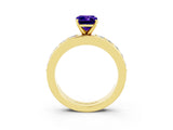 Yellow gold Emerald Cut Cut Channel Set Diamond Engagement Ring with Four-Prong Setting_3