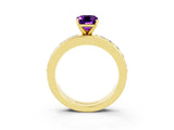 Yellow gold Emerald Cut Cut Channel Set Diamond Engagement Ring with Four-Prong Setting_3