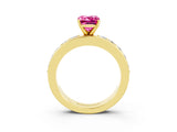 Yellow gold Emerald Cut Cut Channel Set Diamond Engagement Ring with Four-Prong Setting_3