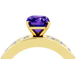 Yellow gold Emerald Cut Cut Channel Set Diamond Engagement Ring with Four-Prong Setting_4