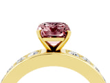 Yellow gold Emerald Cut Cut Channel Set Diamond Engagement Ring with Four-Prong Setting_4
