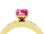 Yellow gold Emerald Cut Cut Channel Set Diamond Engagement Ring with Four-Prong Setting_4
