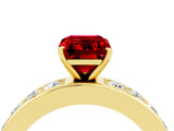Yellow gold Emerald Cut Cut Channel Set Diamond Engagement Ring with Four-Prong Setting_4