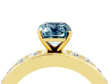 Yellow gold Emerald Cut Cut Channel Set Diamond Engagement Ring with Four-Prong Setting_4