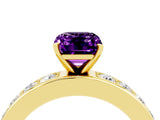 Yellow gold Emerald Cut Cut Channel Set Diamond Engagement Ring with Four-Prong Setting_4