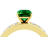 Yellow gold Emerald Cut Cut Channel Set Diamond Engagement Ring with Four-Prong Setting_4