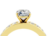 Yellow gold Emerald Cut Cut Channel Set Diamond Engagement Ring with Four-Prong Setting_4