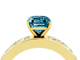 Yellow gold Emerald Cut Cut Channel Set Diamond Engagement Ring with Four-Prong Setting_4