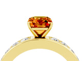 Yellow gold Emerald Cut Cut Channel Set Diamond Engagement Ring with Four-Prong Setting_4