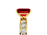 Yellow gold Emerald Cut Cut Channel Set Diamond Engagement Ring with Four-Prong Setting_5