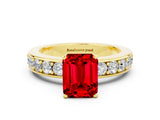 Yellow gold Emerald Cut Cut Channel Set Diamond Engagement Ring with Four-Prong Setting