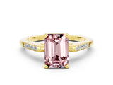Yellow gold Emerald Cut Cut Channel Set Solitaire Engagement Ring with Four-Prong Setting