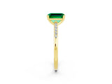Yellow gold Emerald Cut Cut Channel Set Solitaire Engagement Ring with Four-Prong Setting_2