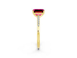 Yellow gold Emerald Cut Cut Channel Set Solitaire Engagement Ring with Four-Prong Setting_2